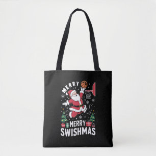Bolso De Tela Feliz Swishmas Navidad Santa Jugando Baloncesto 