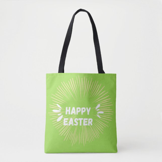 Bolso De Tela Feliz texto de Pascua al verde (Anverso)