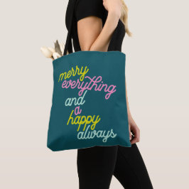 Bolso De Tela Feliz Todo Alegre Siempre Menta Verde Teal Fiesta