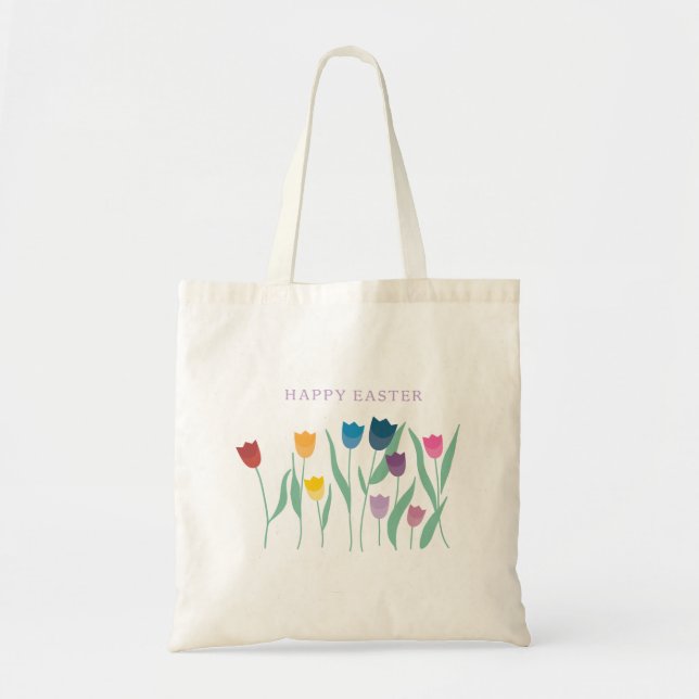 Bolso De Tela Feliz Tulips de Pascua (Frente)