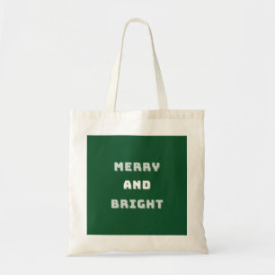 Bolso De Tela Feliz y brillante, arte verde Navidad, feriado