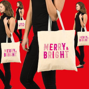 Bolso De Tela Feliz y brillante, Feliz Navidad, Regalo de Navida