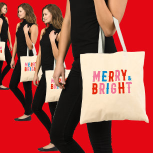 Bolso De Tela Feliz y brillante, Feliz Navidad, Regalo de Navida