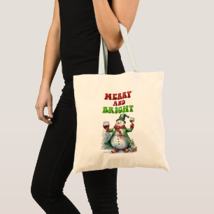 Bolso De Tela Feliz y brillante Snowman