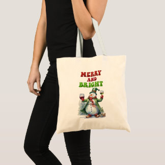 Bolso De Tela Feliz y brillante Snowman