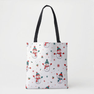 Bolso De Tela Feliz y colorido muñeco de nieve
