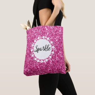 Bolso De Tela Femenino y glamuroso brillo rosa caliente Corazone
