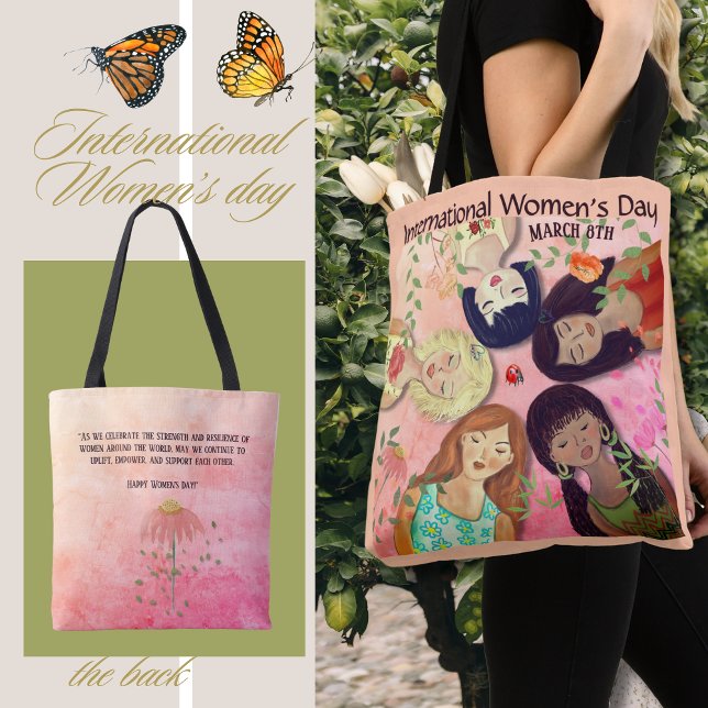 Bolso De Tela Feminina rosa del Día Internacional de la Mujer (International Women's Day Pink Feminine Tote Bag)