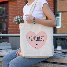 Bolso De Tela "Feminist AF" de corazón rosado
