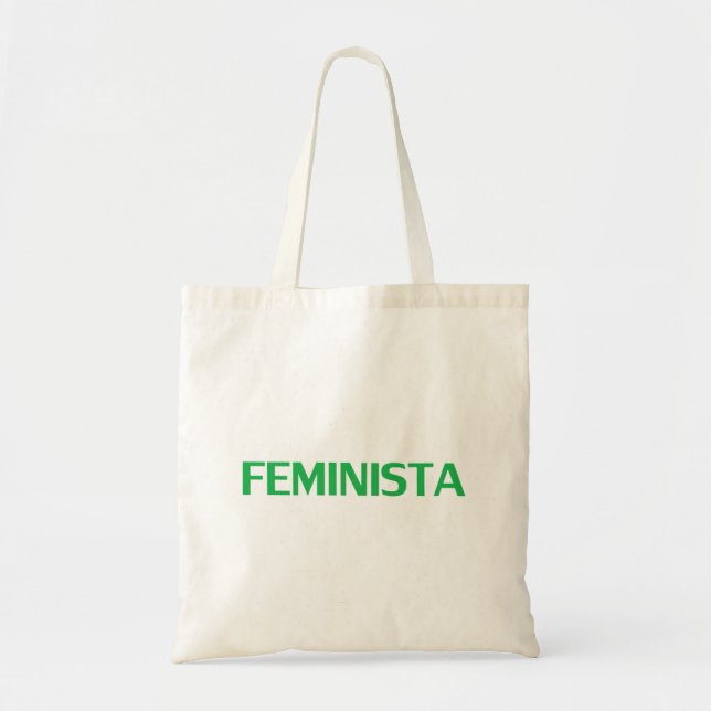 Bolso De Tela Feminista feminista en español blanco verde modern (Frente)