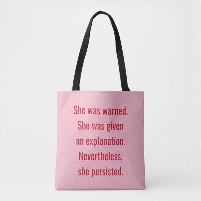 Bolso De Tela Feminista le advirtieron que ella persistió (Anverso)