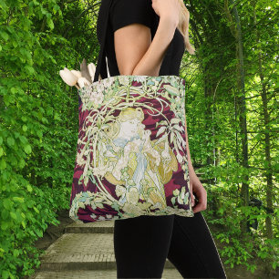 Bolso De Tela Femme à marguerite - Mucha daisy textile repro