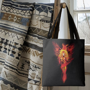 Bolso De Tela Fénix Mujer Negra Fantasía Rojo Fuego