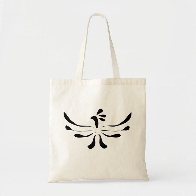 Bolso De Tela Fénix negro sobre blanco (Frente)