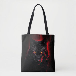 Bolso De Tela Fenrir - Lobo negro con ojos rojos