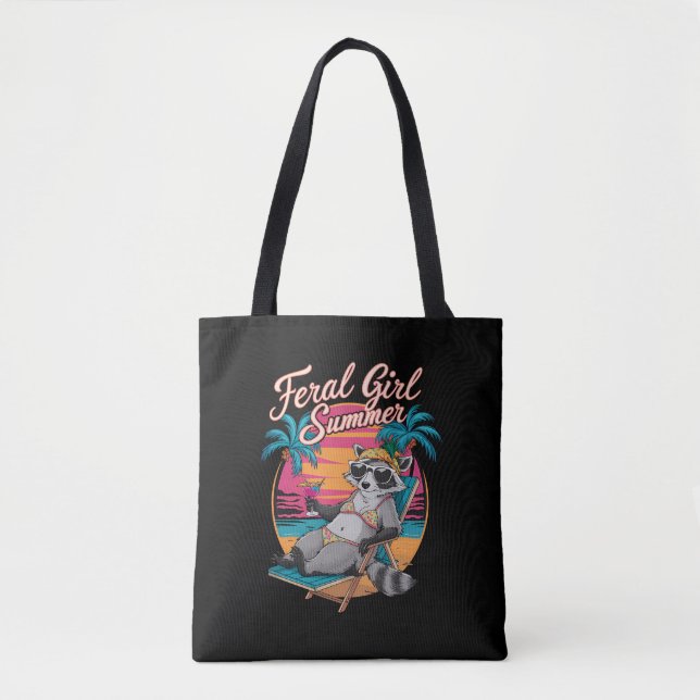 Bolso De Tela Feral Chica Summer Beach Funny Raccoon (Anverso)