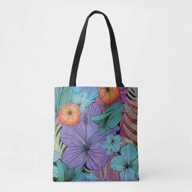 Bolso De Tela Feria tropical, hibiscus Paradise (Anverso)