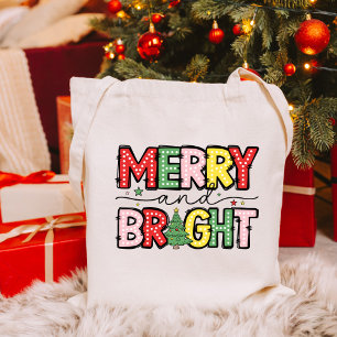 Bolso De Tela feriado de Navidades merry y brillantes