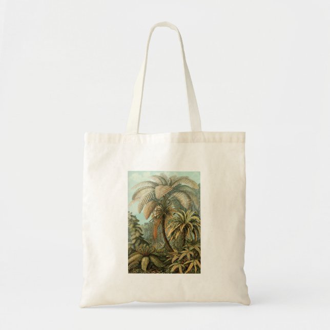 Bolso De Tela Ferns Palm Tree Antique Botanica Ferns Art (Frente)