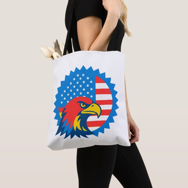 Bolso De Tela Feroz águila calva en la bandera de los Estados Un (Detalle)