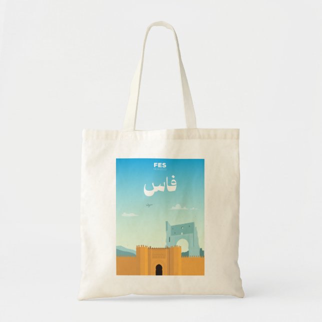 Bolso De Tela Fes Magic – Marruecos Dibujado a Mano (Frente)