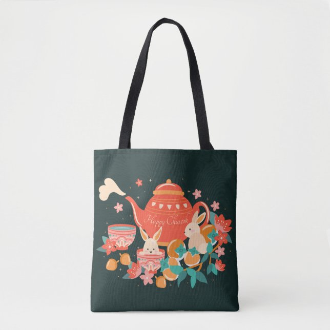 Bolso De Tela Festival Chuseok de otoño de Teapot and Bunnies (Anverso)