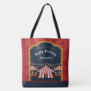 Bolso De Tela Festival de circo de época feliz cumpleaños