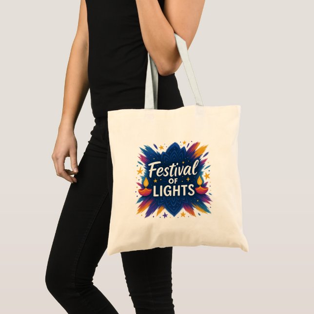 Bolso De Tela Festival de las Luces | Diwali Personalizado Tote  (Anverso (producto))