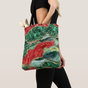 BOLSO DE TELA FESTIVAL DE LOS NAVIDADES DEL ROJO GREEN GOLD AGAT