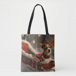 Bolso De Tela Festival de Navidades de Jack Russell Dog