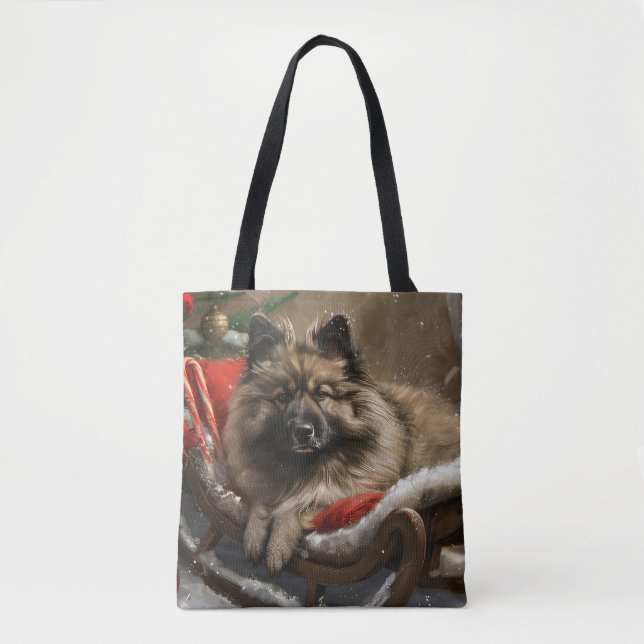 Bolso De Tela Festival de Navidades de perro de keeshond (Anverso)