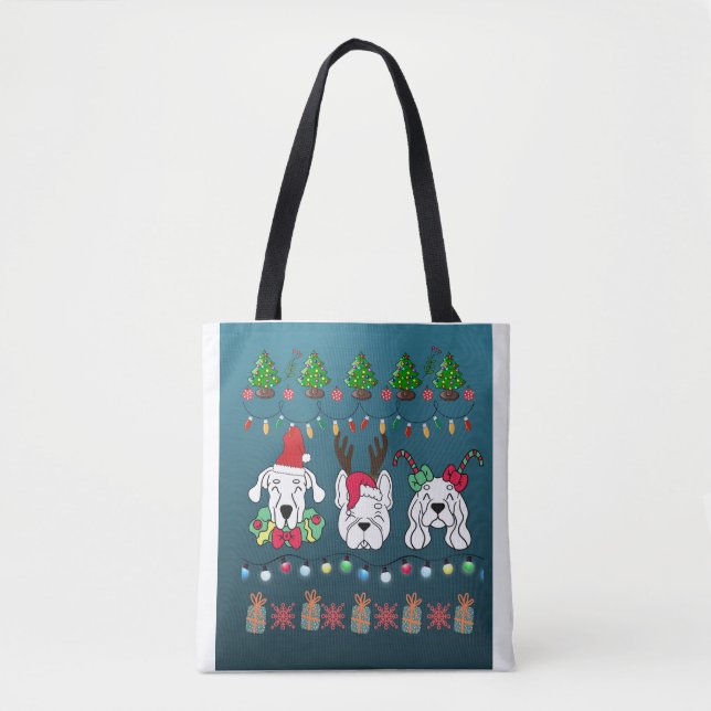 Bolso De Tela Festive dogs Christmas pattern -cute holiday dogs (Anverso)