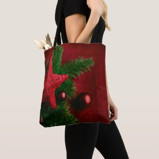 Bolso De Tela Festive Red Star Christmas  Bag