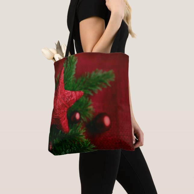 Bolso De Tela Festive Red Star Christmas  Bag (Detalle)