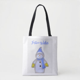 Bolso De Tela Festive Wishes. Snowman design