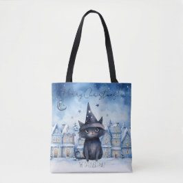 Bolso De Tela Festividad de gato negro para Navidades curados