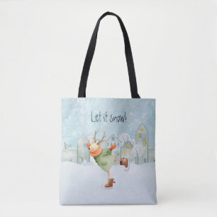 Bolso De Tela Festividad de invierno de los ciervos de esquí cap