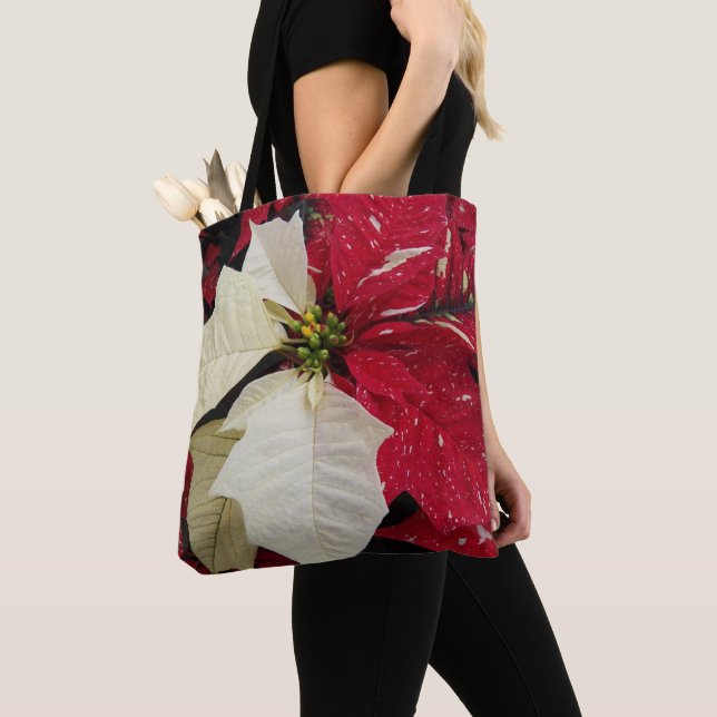 Bolso De Tela Festividad de la poinsettia roja y blanca (Detalle)