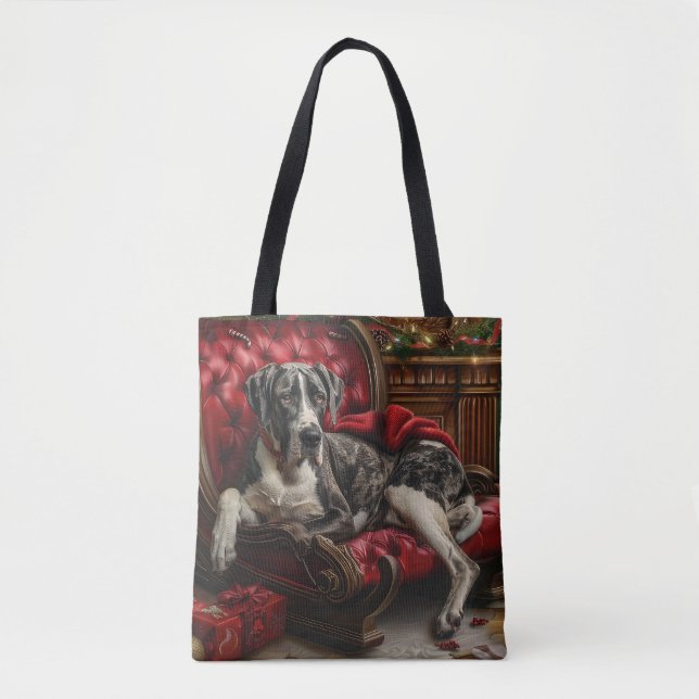Bolso De Tela Festividad de los grandes Navidades de perro danés (Anverso)