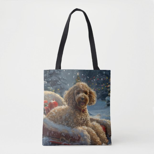 Bolso De Tela Festividad de los Navidades de perro canino (Anverso)