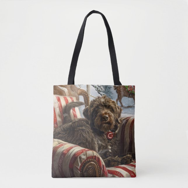 Bolso De Tela Festividad de los Navidades de perro de Griffon co (Anverso)