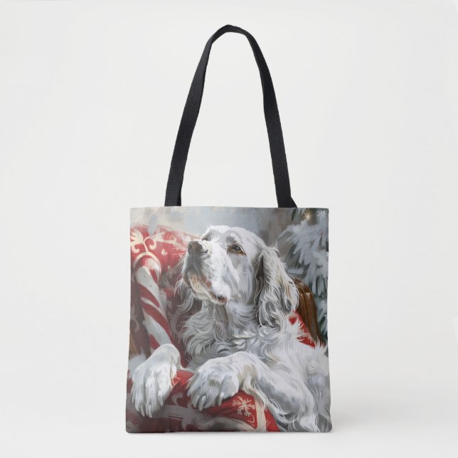 Bolso De Tela Festividad de los Navidades de perro de la escuela (Anverso)