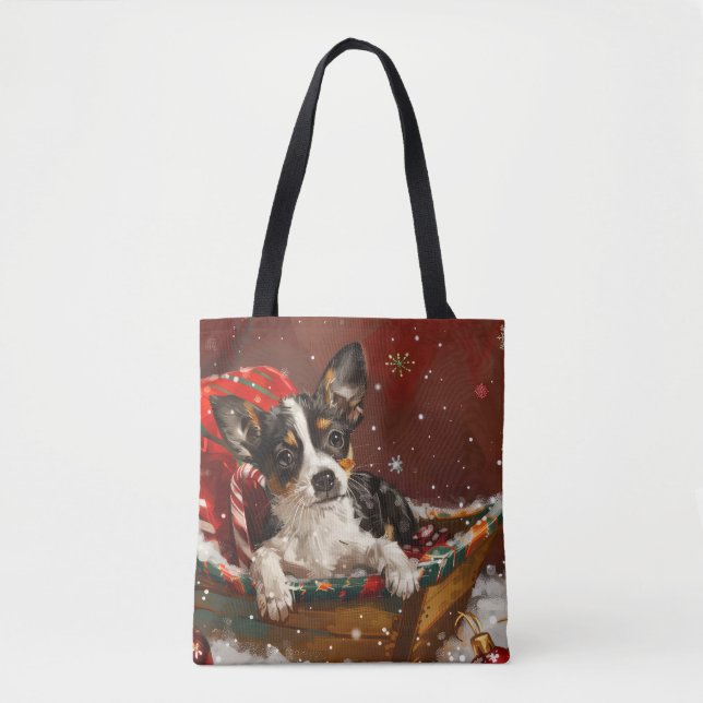 Bolso De Tela Festividad de los Navidades de perros de Rat Terri (Anverso)