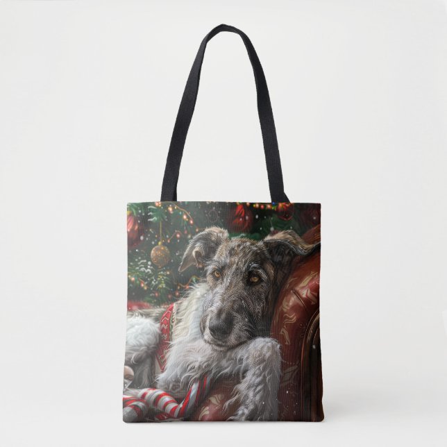 Bolso De Tela Festividad de los Navidades del perro lobf Hound (Anverso)