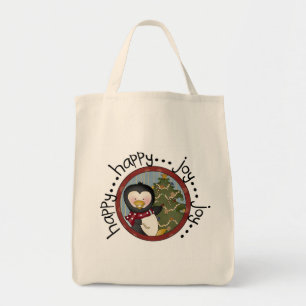 Bolso De Tela Festividad de Navidades de Alegría Feliz en Pengui