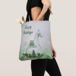 Bolso De Tela Festividad de Navidades verdes de caballos blancos