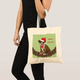 Bolso De Tela Festividad Feliz Navidad Boxer Santa Hat