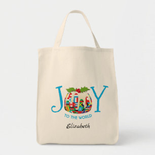Bolso De Tela Festividad JOY TO THE WORLD Flags Personalizad