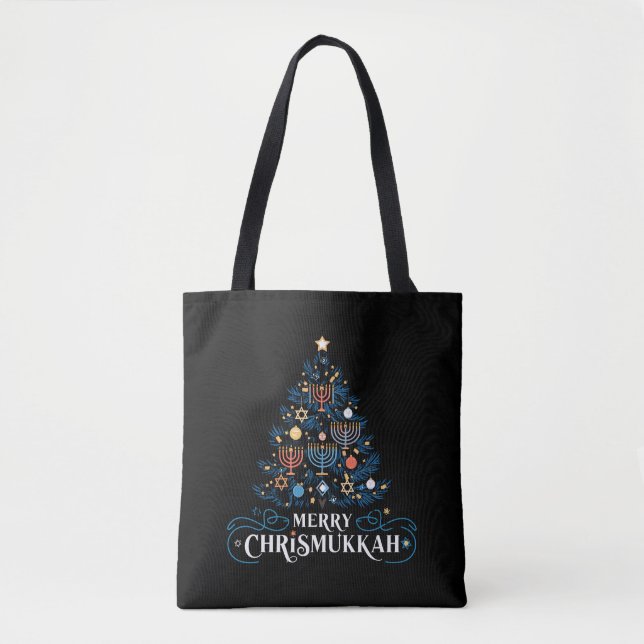Bolso De Tela Festividad judía de Merry Chrismukkah Hanukkah (Anverso)