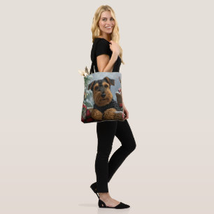 Bolso De Tela Festividad Navideña del Perro Airedale